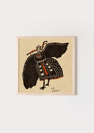 Folk bird lady